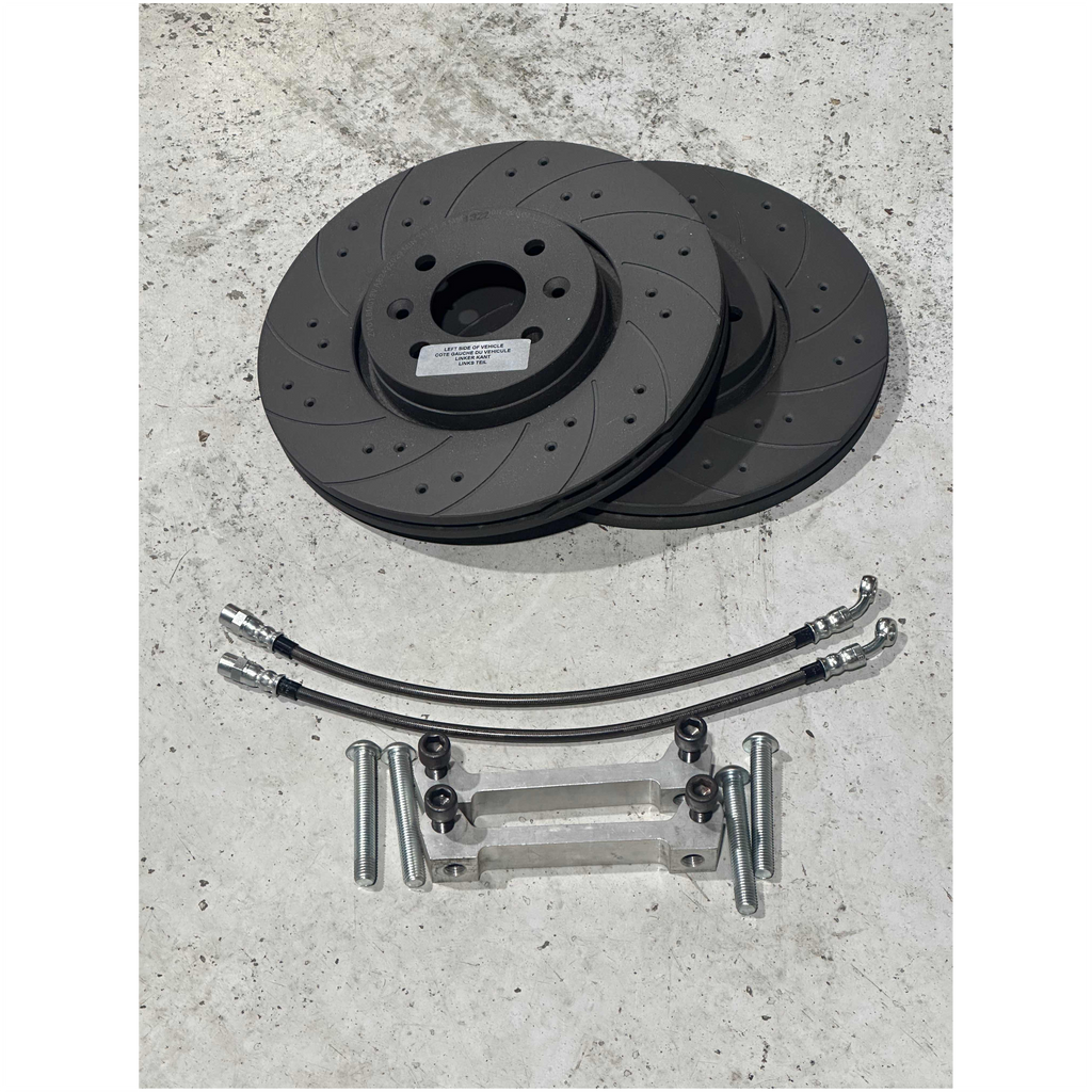 Bembo brake up grade with black diamond cross drill and slotted front discs to suit Clio 172 182 Renault / Clio II / RS 172